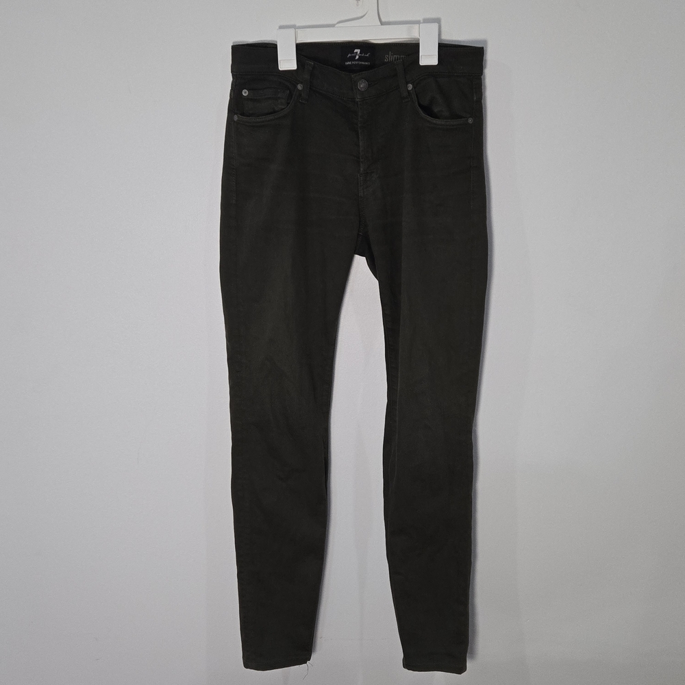 7 For All Mankind Sz 30 Slimmy Olive Green Luxe Performance Jeans
